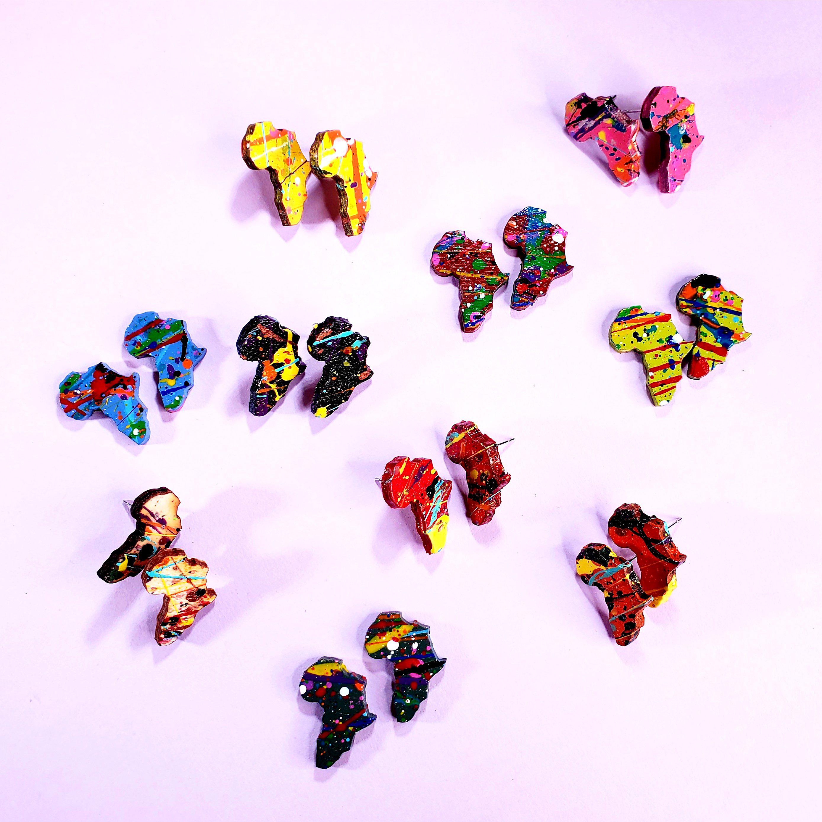 Africa Stud Earring - 1in - Multiple Colors